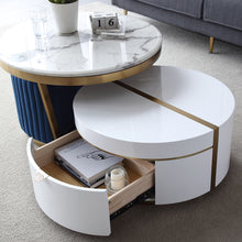 Load image into Gallery viewer, Audrey White Round Coffee Table W/ 1 Drawer &amp; 2 Stools
