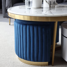 Load image into Gallery viewer, Audrey White Round Coffee Table W/ 1 Drawer &amp; 2 Stools
