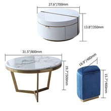 Load image into Gallery viewer, Audrey White Round Coffee Table W/ 1 Drawer &amp; 2 Stools
